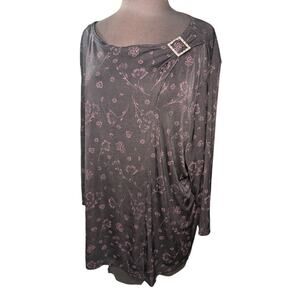 Y2K Fashion Bug Slinky Strretch Metallic Floral Whimsigoth Faiy Top Womens Sz XL